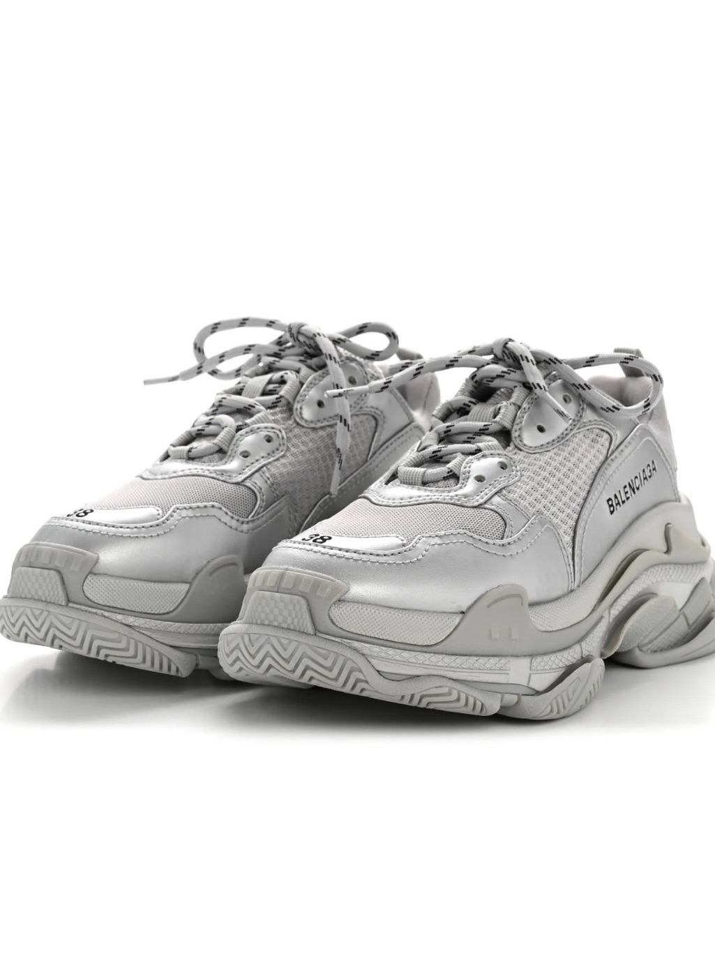 Balenciaga Triple S 38 Sneakers Metallic Silver